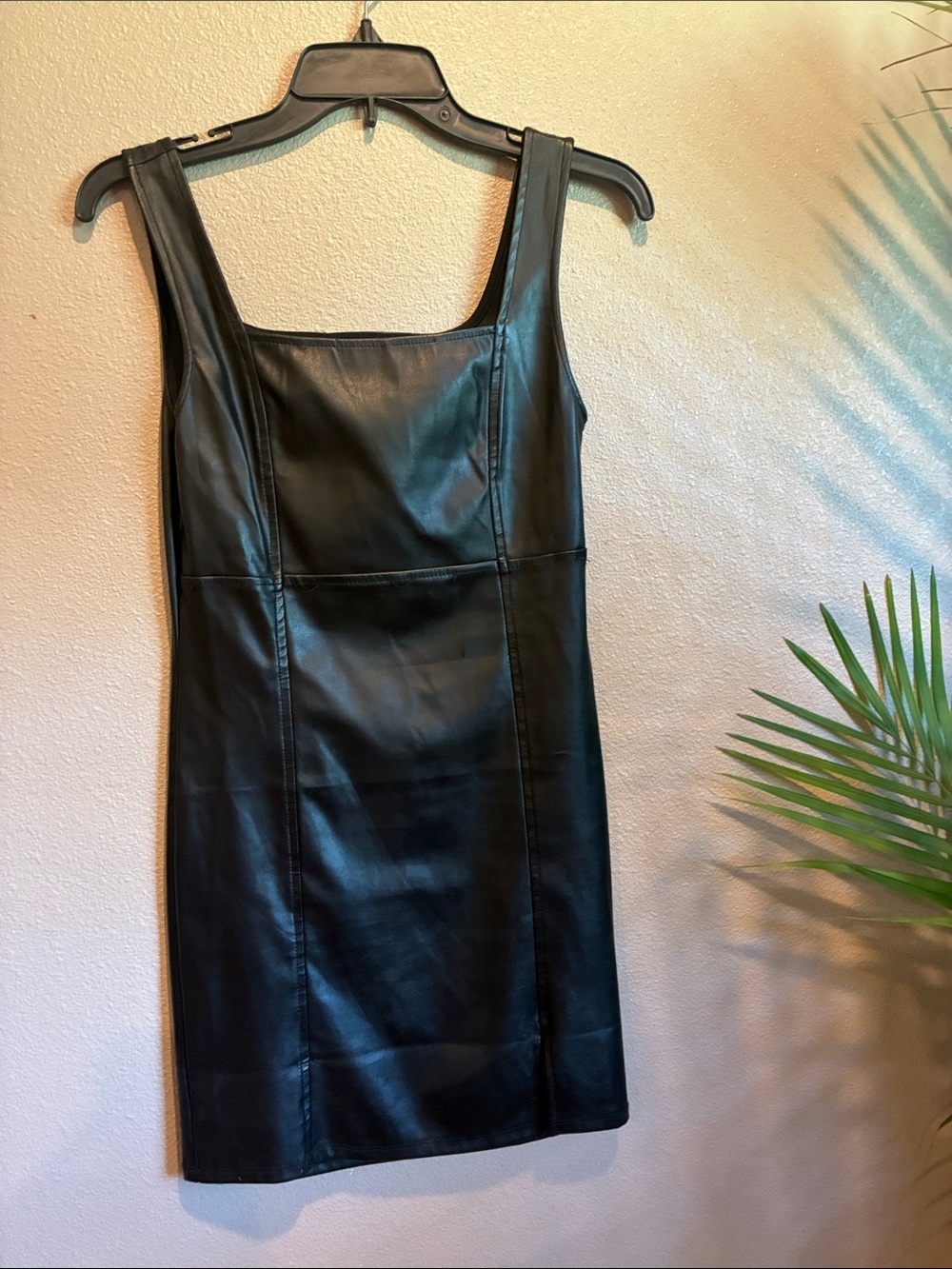 Black Faux Leather Tank Dress - Brand Unknown